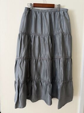 Like New 🩶Garnet Hill Tiered Maxi Skirt in Slate Gray